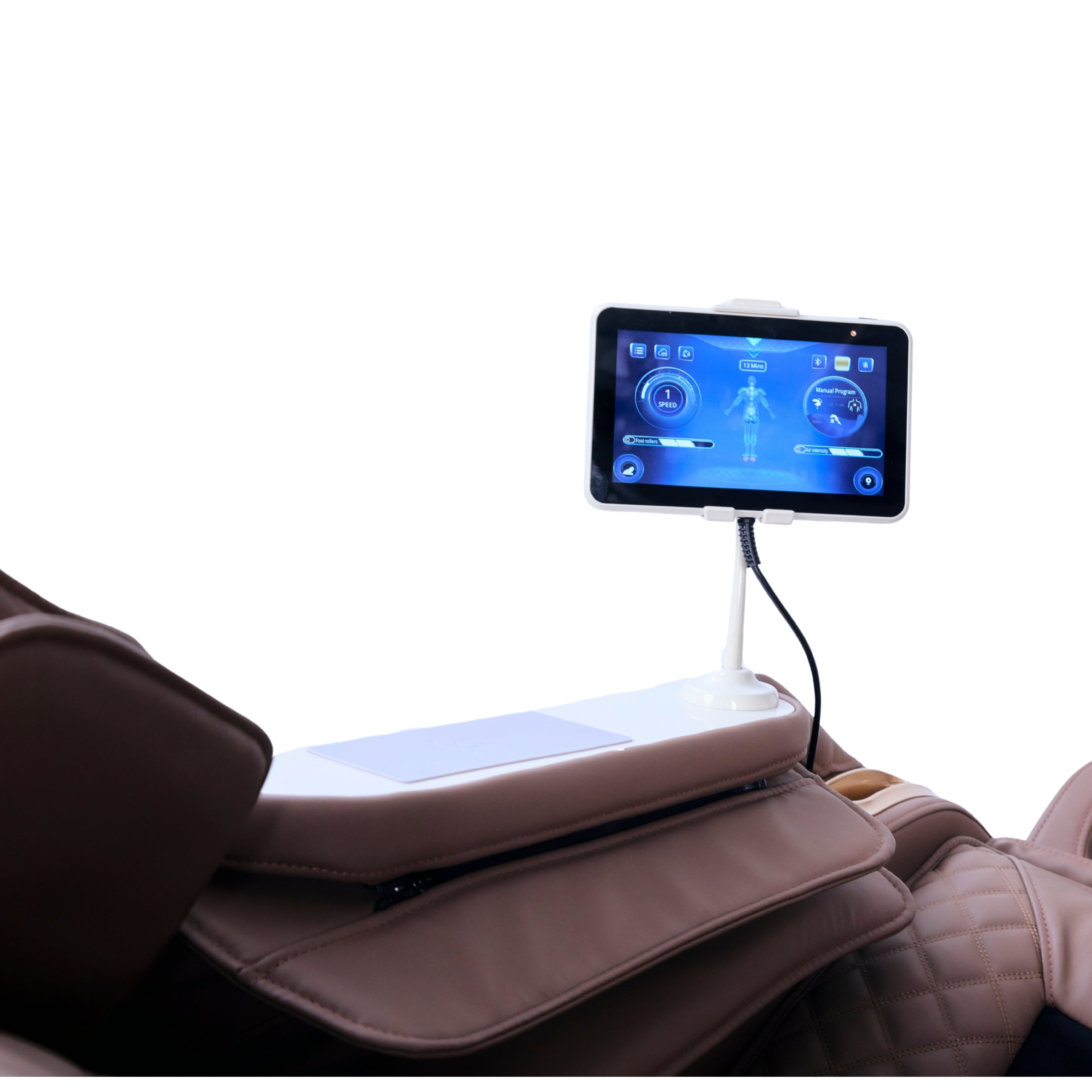 IWAO Gravity med stemmekontrol - 4D Massagestol - Hvid/Brun