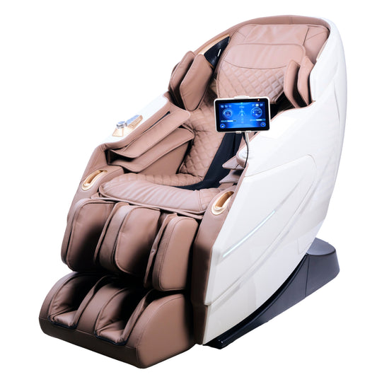 IWAO Gravity med stemmekontrol - 4D Massagestol - Hvid/Brun