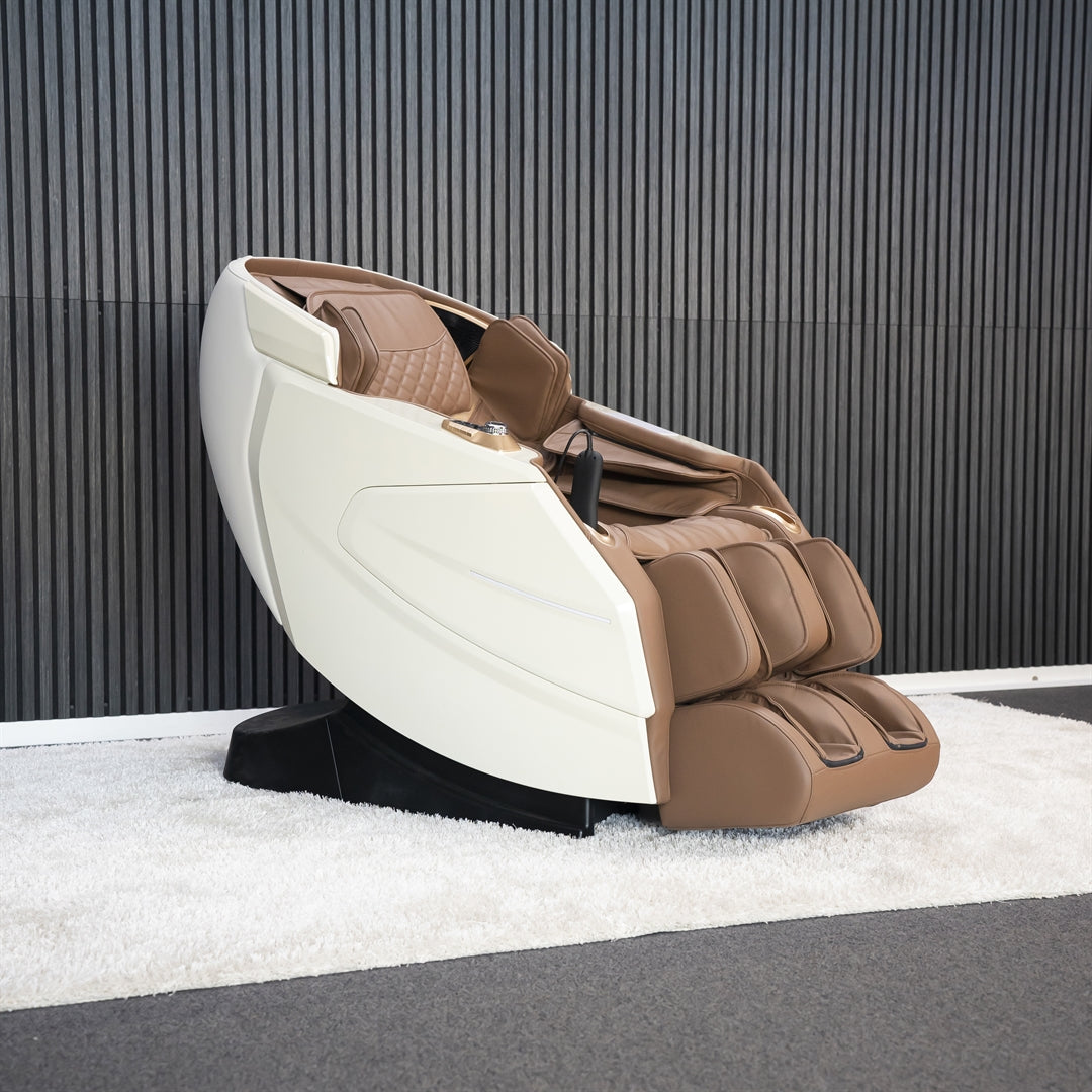IWAO Gravity med stemmekontrol - 4D Massagestol - Hvid/Brun